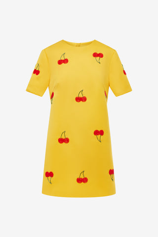 Exclusive Leo Lin Alexa Embellished T-Shirt Mini Dress - Cherry Beading