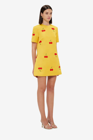 Exclusive Leo Lin Alexa Embellished T-Shirt Mini Dress - Cherry Beading