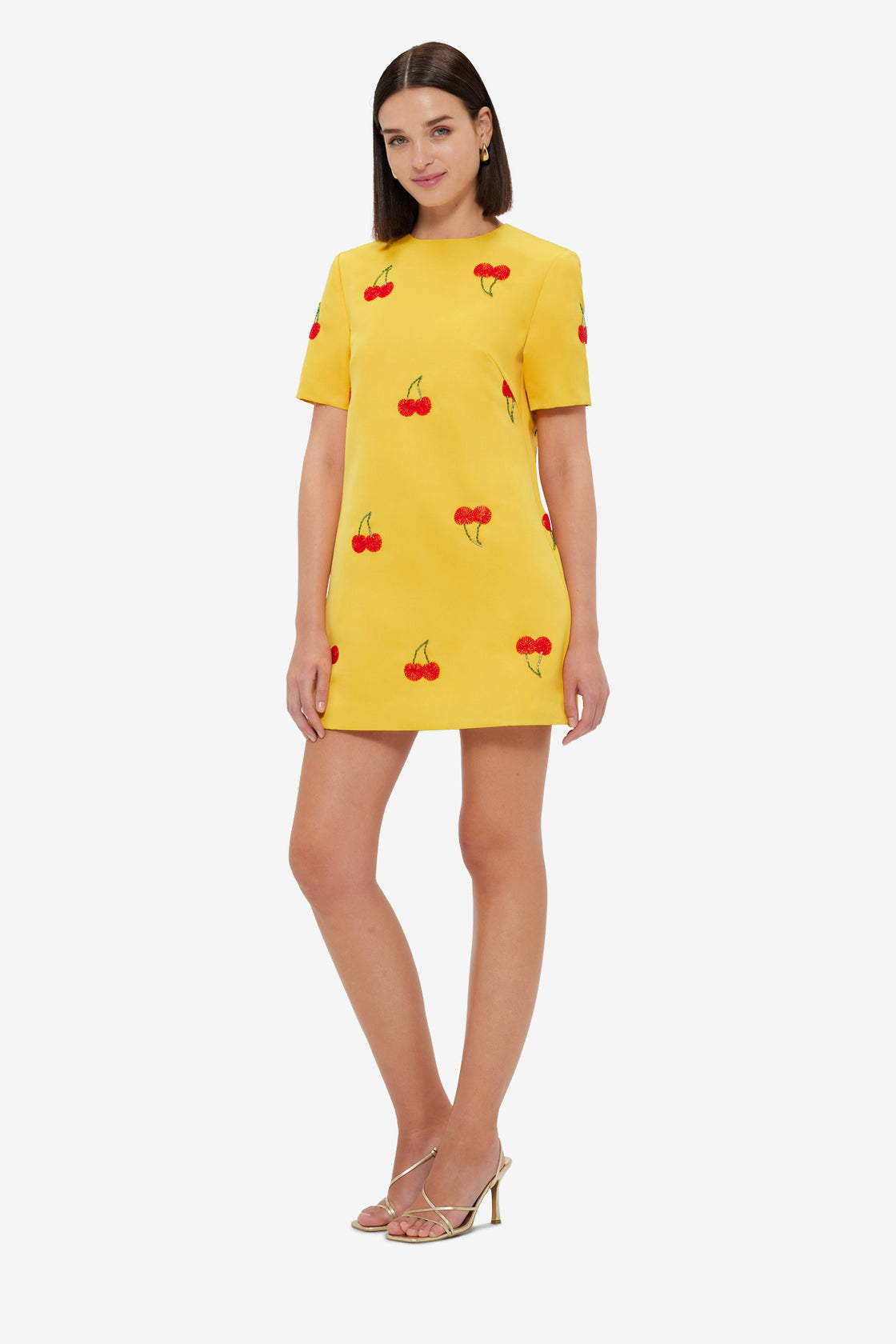 Exclusive Leo Lin Alexa Embellished T-Shirt Mini Dress - Cherry Beading