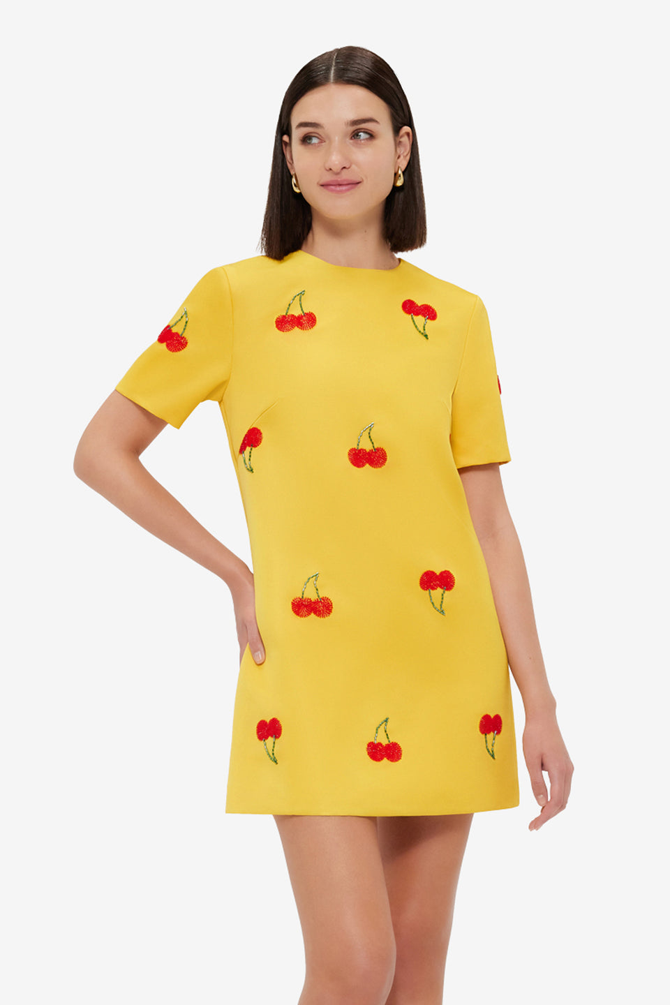 Exclusive Leo Lin Alexa Embellished T-Shirt Mini Dress - Cherry Beading