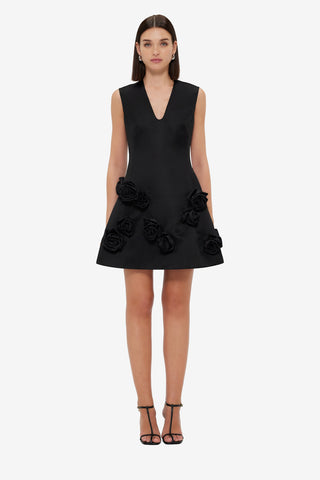 Exclusive Leo Lin Briana V Neck Mini Dress - Ebony