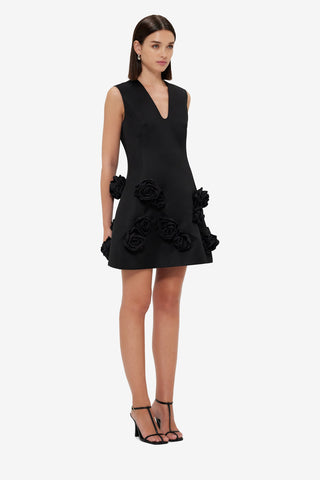 Exclusive Leo Lin Briana V Neck Mini Dress - Ebony