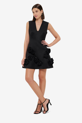 Exclusive Leo Lin Briana V Neck Mini Dress - Ebony