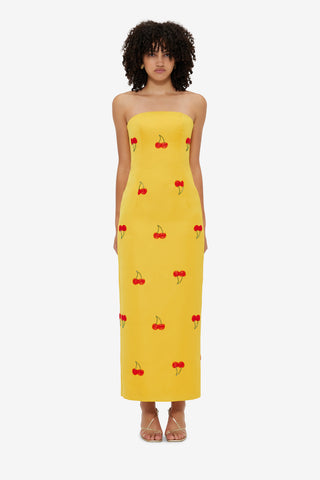 Exclusive Leo Lin Rayna Embellished Bustier Maxi Dress - Cherry Beading