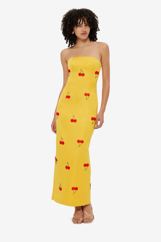 Exclusive Leo Lin Rayna Embellished Bustier Maxi Dress - Cherry Beading