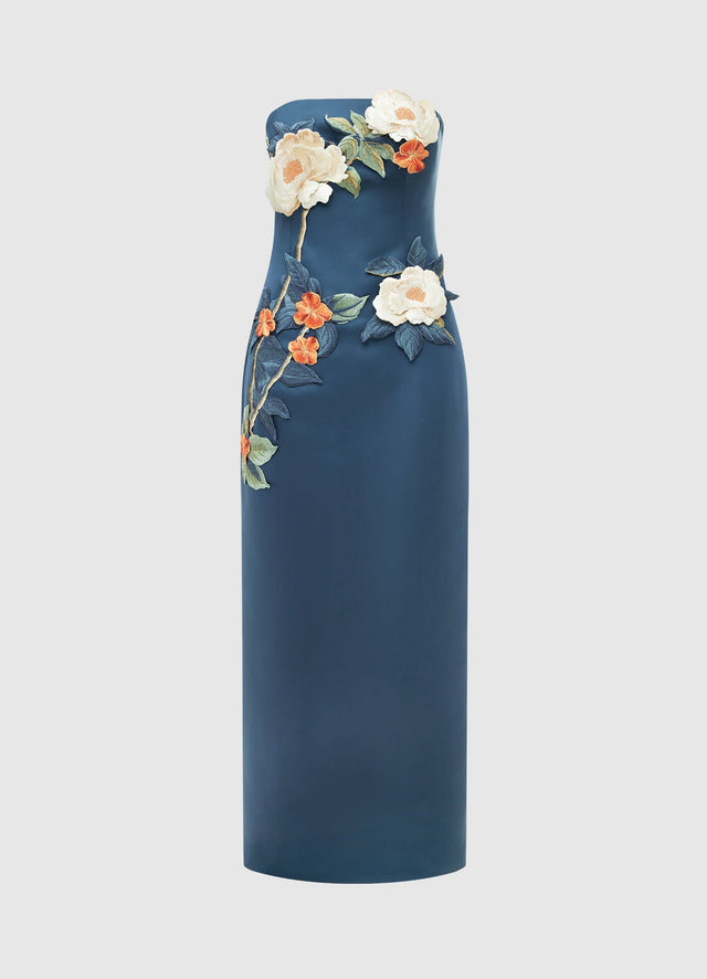 Exclusive Leo Lin Rayna Appliqué Floral Bustier Maxi Dress - Pear Blossom