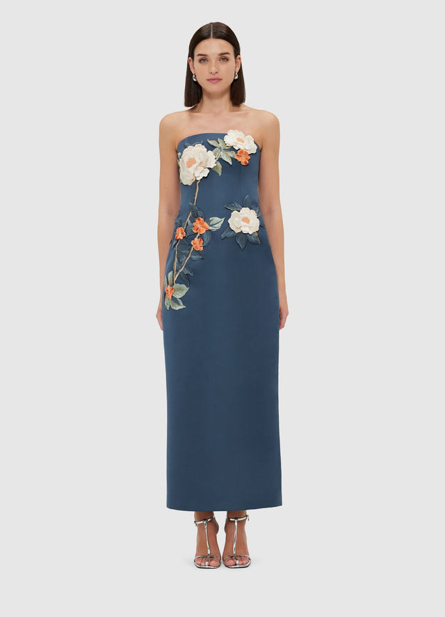 Exclusive Leo Lin Rayna Appliqué Floral Bustier Maxi Dress - Pear Blossom