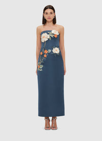 Exclusive Leo Lin Rayna Appliqué Floral Bustier Maxi Dress - Pear Blossom