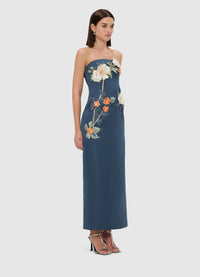 Exclusive Leo Lin Rayna Appliqué Floral Bustier Maxi Dress - Pear Blossom