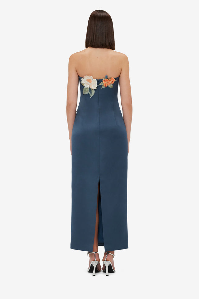 Exclusive Leo Lin Rayna Appliqué Floral Bustier Maxi Dress - Pear Blossom