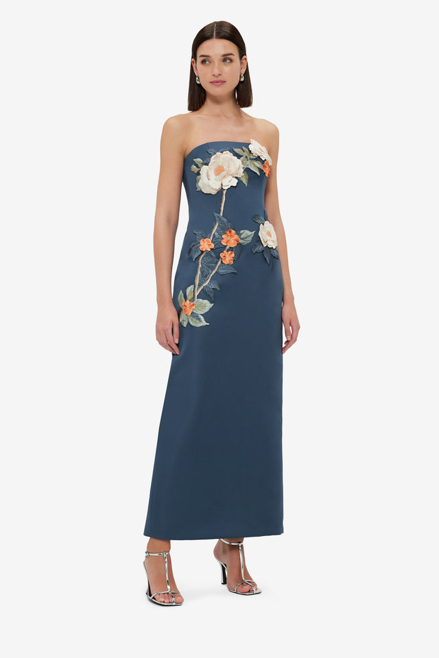 Exclusive Leo Lin Rayna Appliqué Floral Bustier Maxi Dress - Pear Blossom