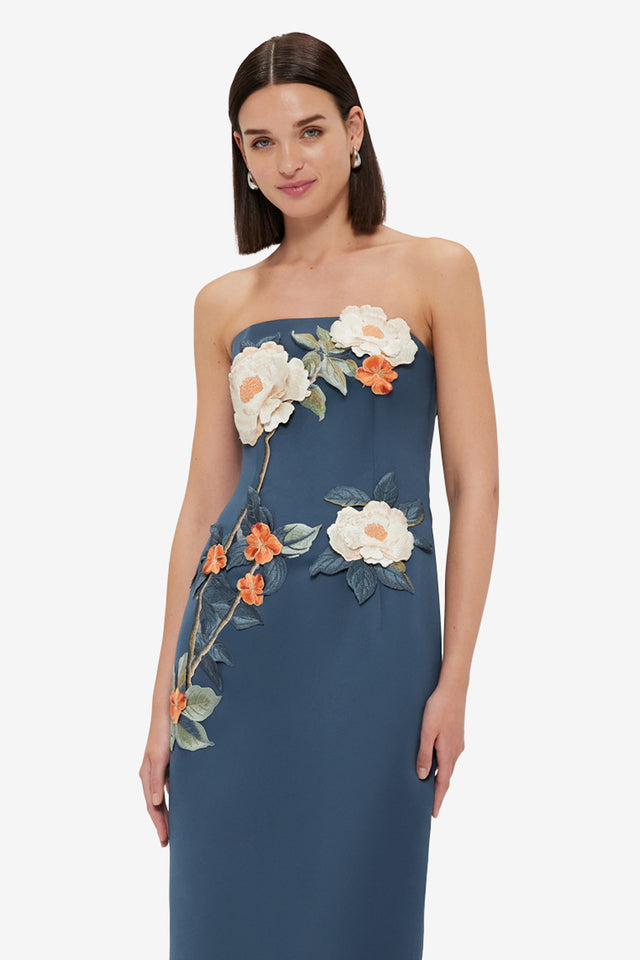 Exclusive Leo Lin Rayna Appliqué Floral Bustier Maxi Dress - Pear Blossom