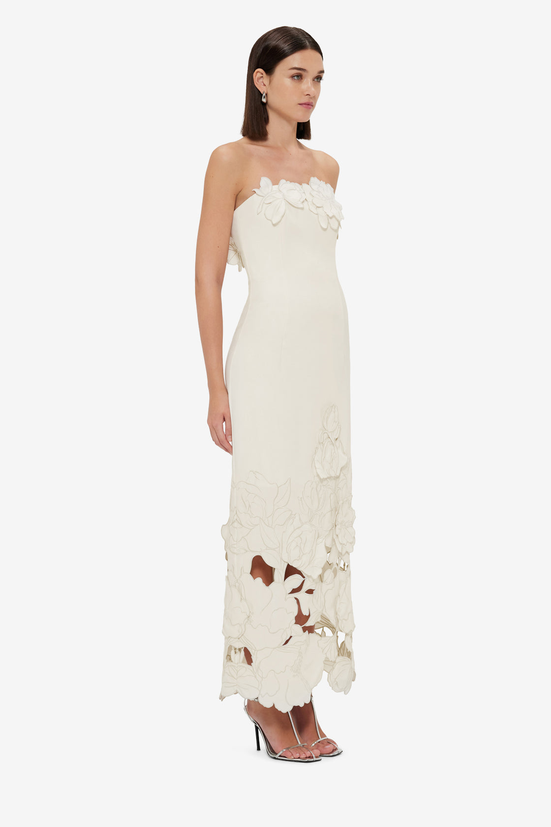 Exclusive Leo Lin Rayna Appliqué Bustier Maxi Dress - Vanilla