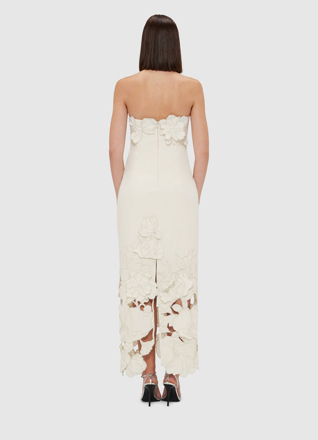 Exclusive Leo Lin Rayna Appliqué Bustier Maxi Dress - Vanilla