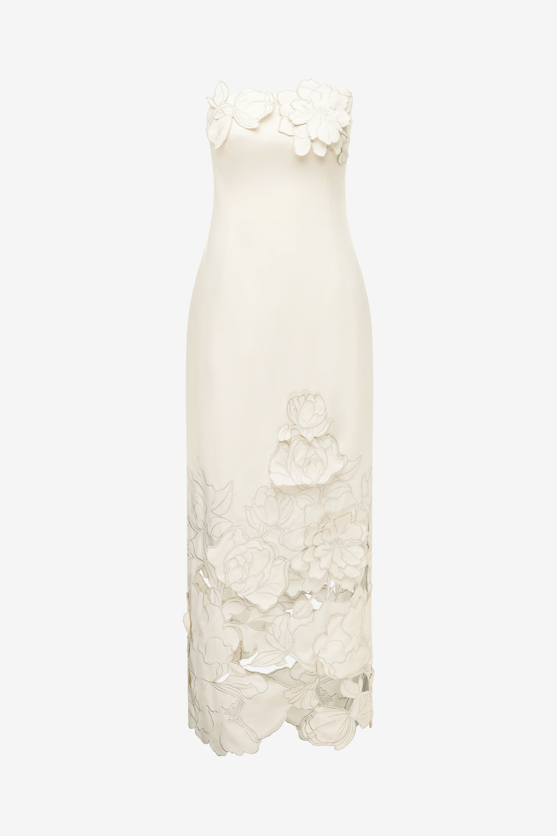 Exclusive Leo Lin Rayna Appliqué Bustier Maxi Dress - Vanilla