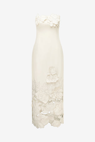 Exclusive Leo Lin Rayna Appliqué Bustier Maxi Dress - Vanilla