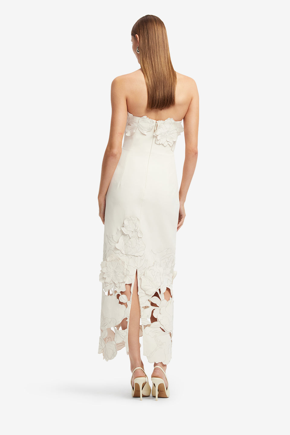 Exclusive Leo Lin Rayna Appliqué Bustier Maxi Dress - Vanilla