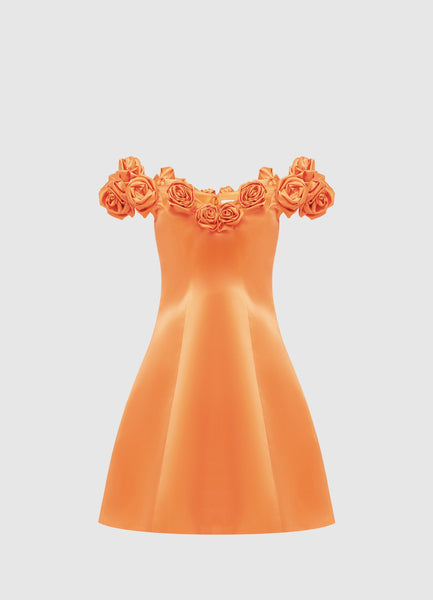 Exclusive Leo Lin Stella Off-Shoulder Mini Dress - Tangerine