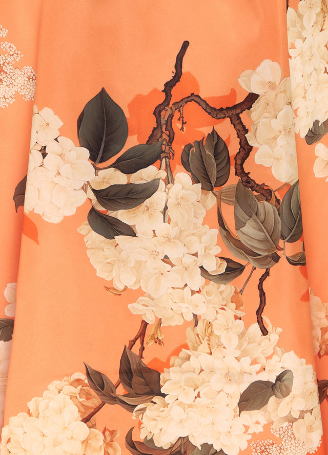 Exclusive Leo Lin Charlotte Maxi Dress - Hydrangea Print in Tangerine