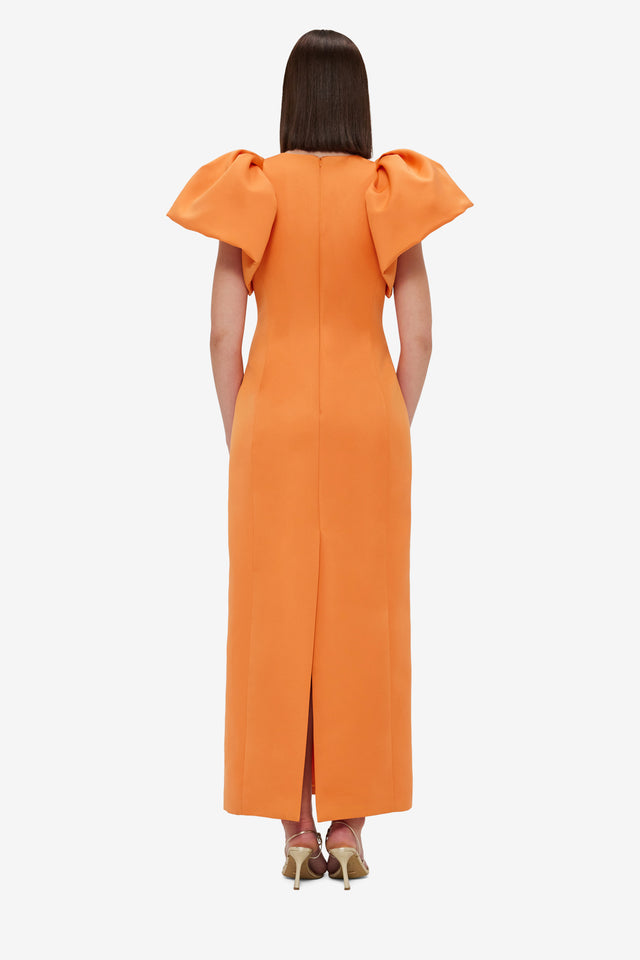 Lucinda Embellished Maxi Dress - Hydrangea Print in Tangerine