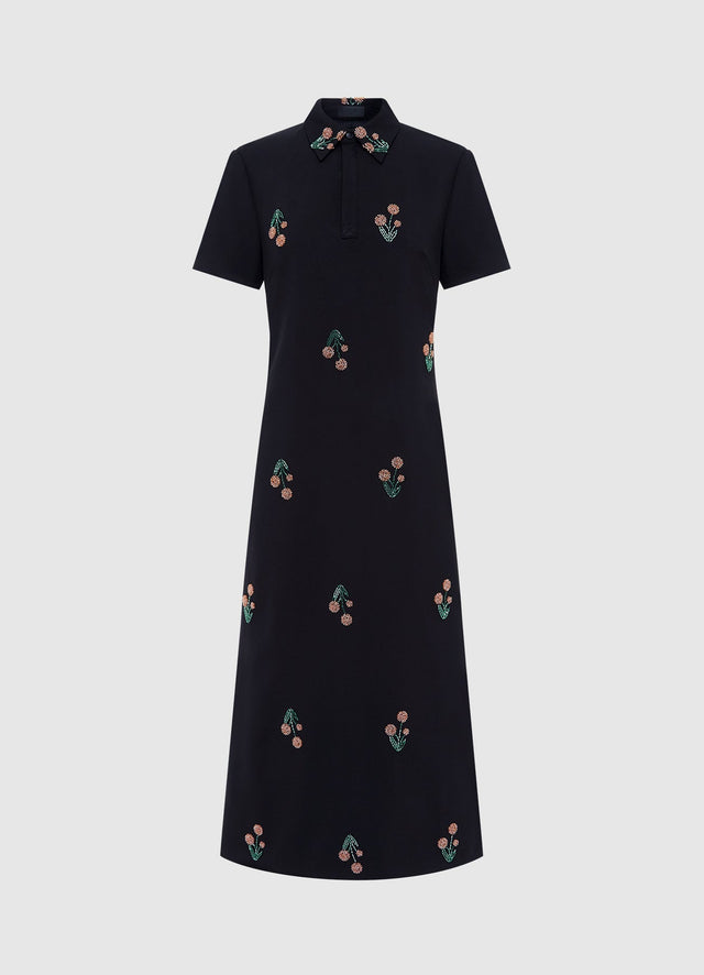 Exclusive Leo Lin Nadene Embellished  Shirt Midi Dress - Wildflower Beading