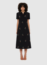 Exclusive Leo Lin Nadene Embellished  Shirt Midi Dress - Wildflower Beading