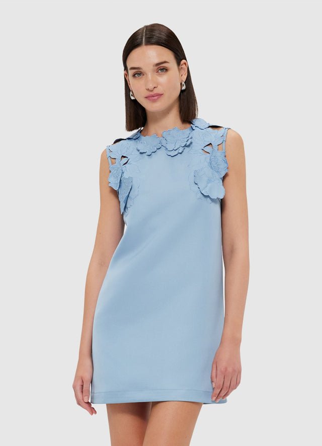 Exclusive Leo Lin Blair Appliqué Mini Dress - Powder Blue