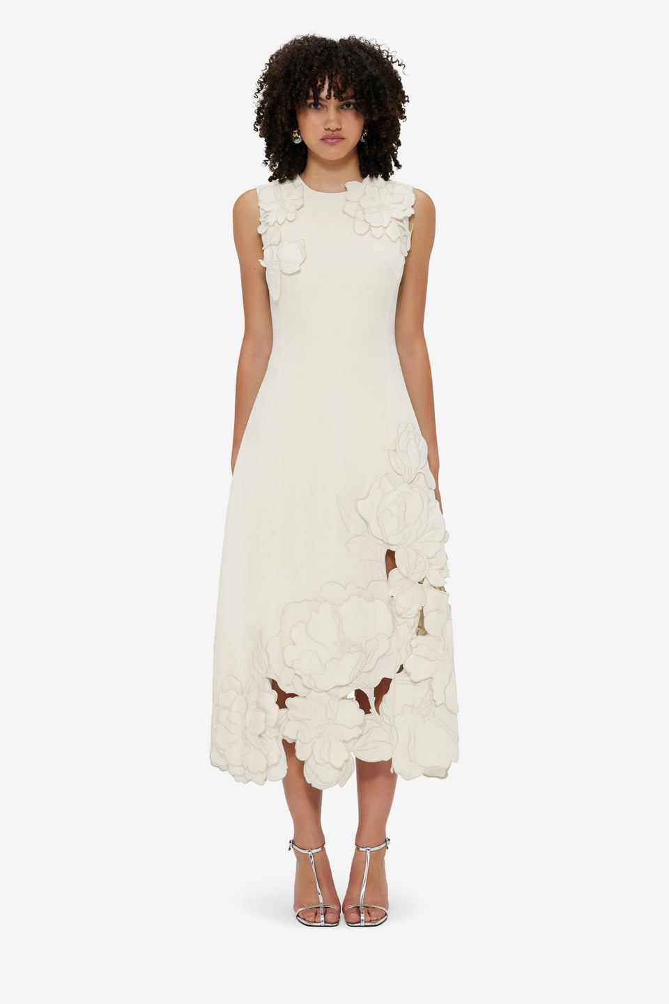 Exclusive LEO LIN Cleo Appliqué Sleeveless Midi Dress