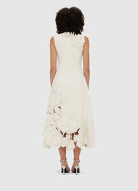 Exclusive Leo Lin Cleo Appliqué Sleeveless Midi Dress - Vanilla