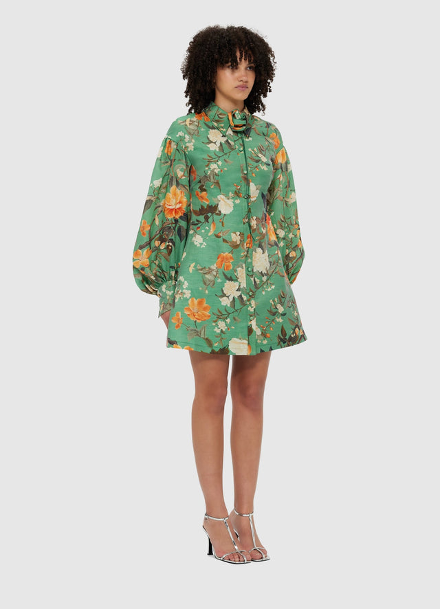 Exclusive Leo Lin Juliana Shirt Mini Dress - Camelia Print