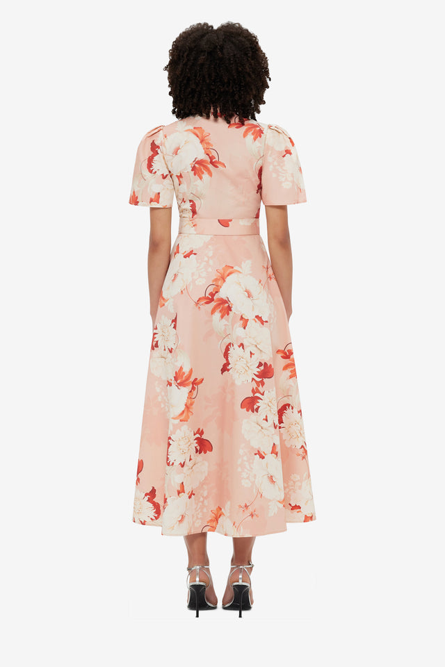 Exclusive LEO LIN Bianca Short Sleeve Midi Dress