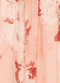 Exclusive Leo Lin Cassie Tie Neck Midi Dress - Peony Print