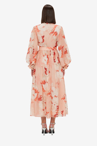 Exclusive LEO LIN Cassie Tie Neck Midi Dress