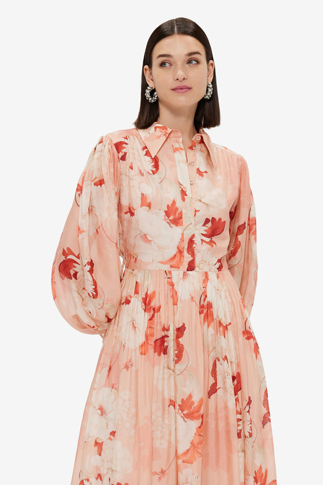 Exclusive LEO LIN Cassie Tie Neck Midi Dress