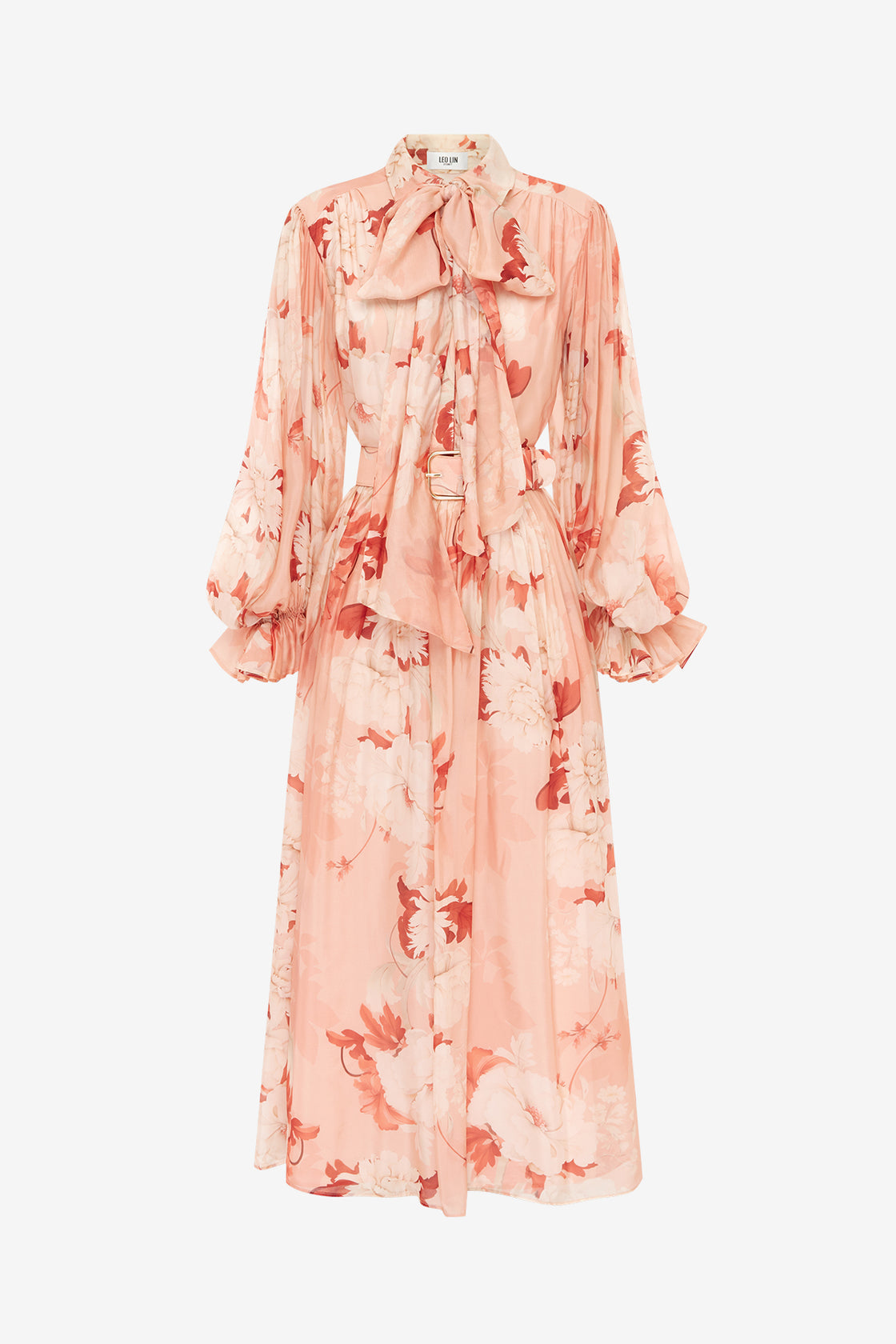 Exclusive LEO LIN Cassie Tie Neck Midi Dress