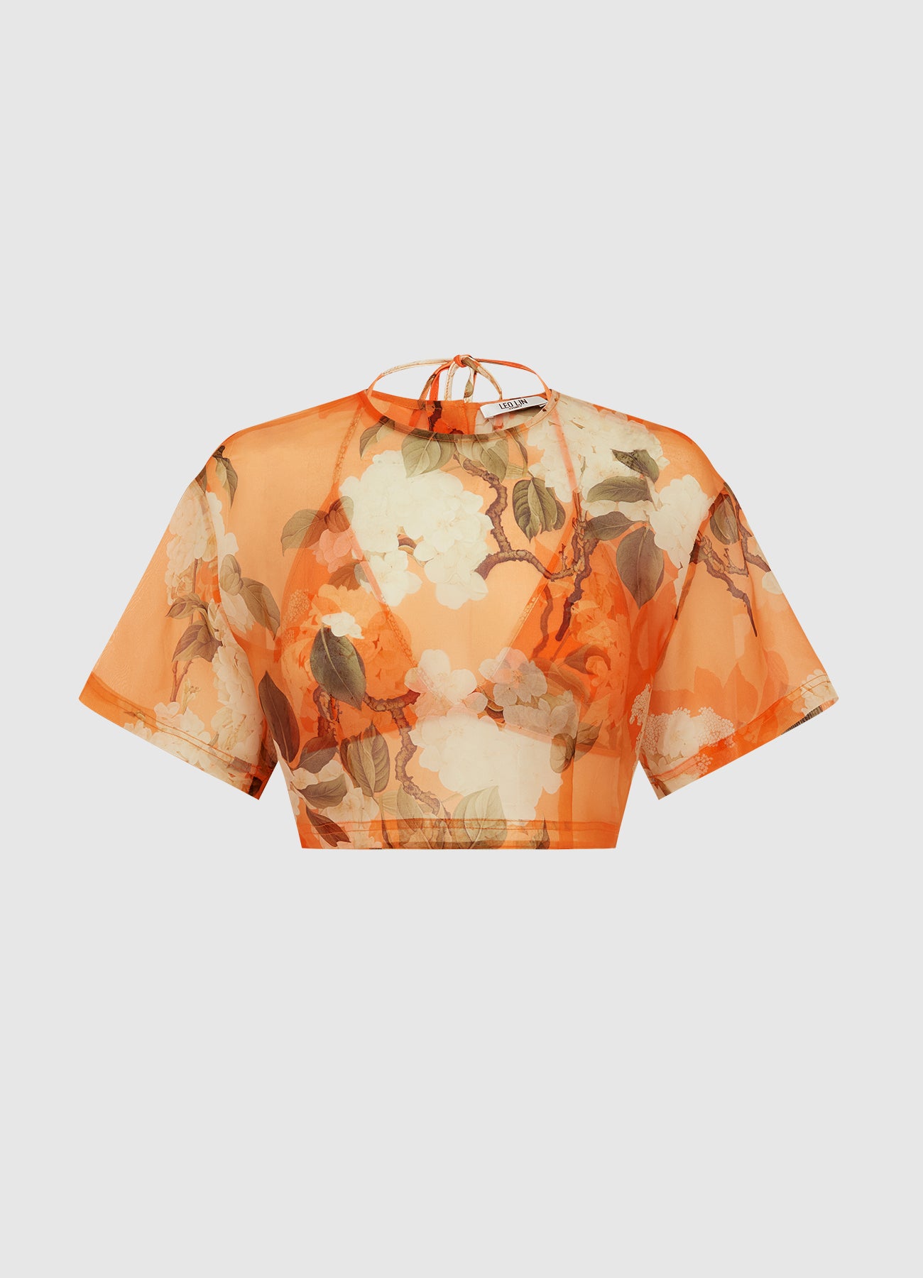 Indie Sleeve Top - Hydrangea Print in Tangerine – LEO LIN Indie Sleeve Top - Hydrangea Print in Tangerine – LEO LIN