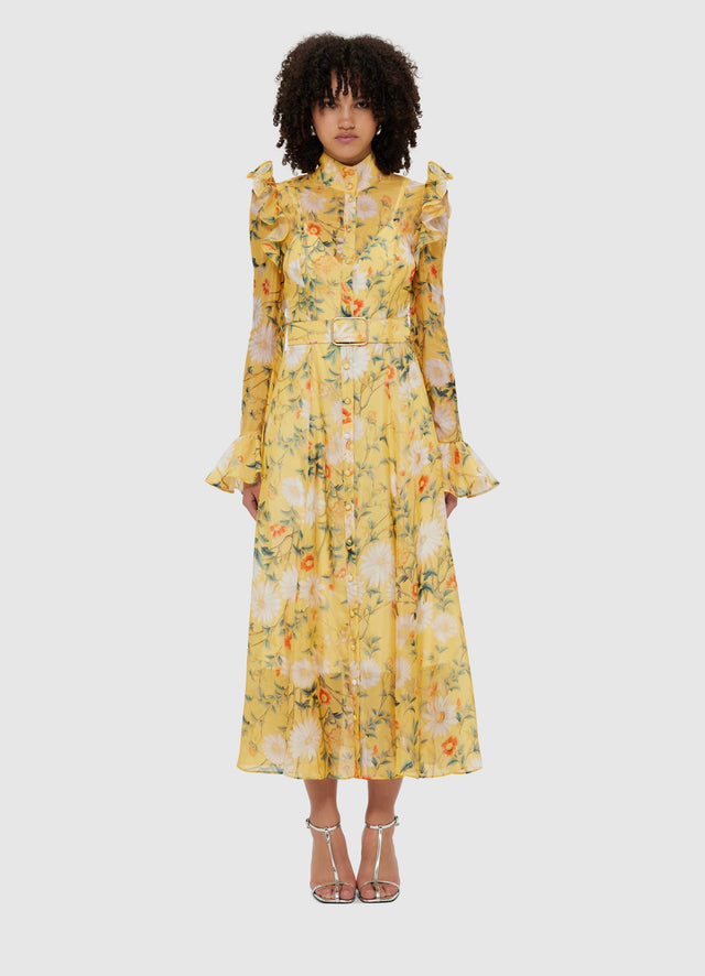 Exclusive Leo Lin Katrina Butterfly Sleeve Midi Dress - Daisy Print