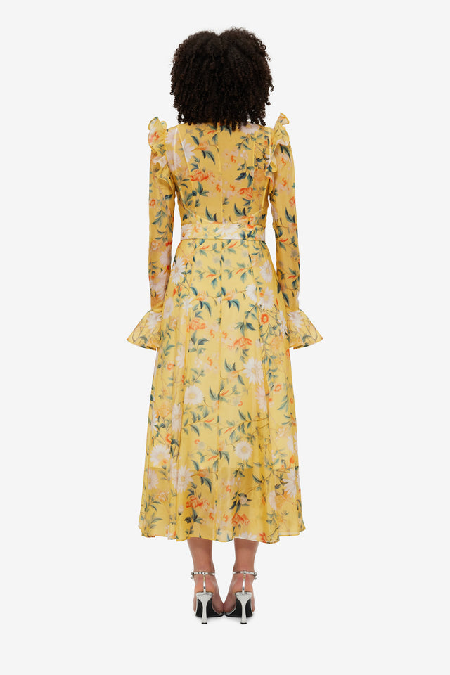 Exclusive Leo Lin Katrina Butterfly Sleeve Midi Dress - Daisy Print