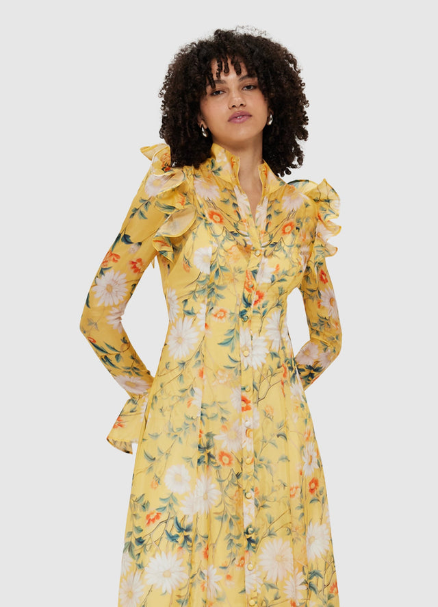 Exclusive Leo Lin Katrina Butterfly Sleeve Midi Dress - Daisy Print