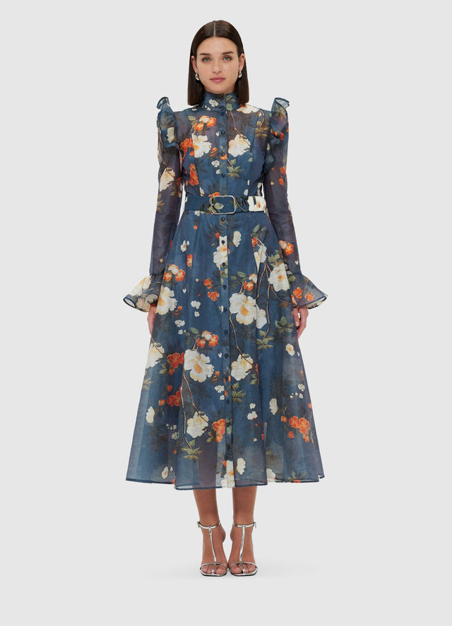 Exclusive Leo Lin Katrina Butterfly Sleeve Midi Dress - Pear Blossom Print