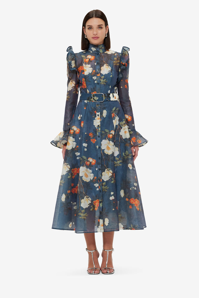 Exclusive Leo Lin Katrina Butterfly Sleeve Midi Dress - Pear Blossom Print