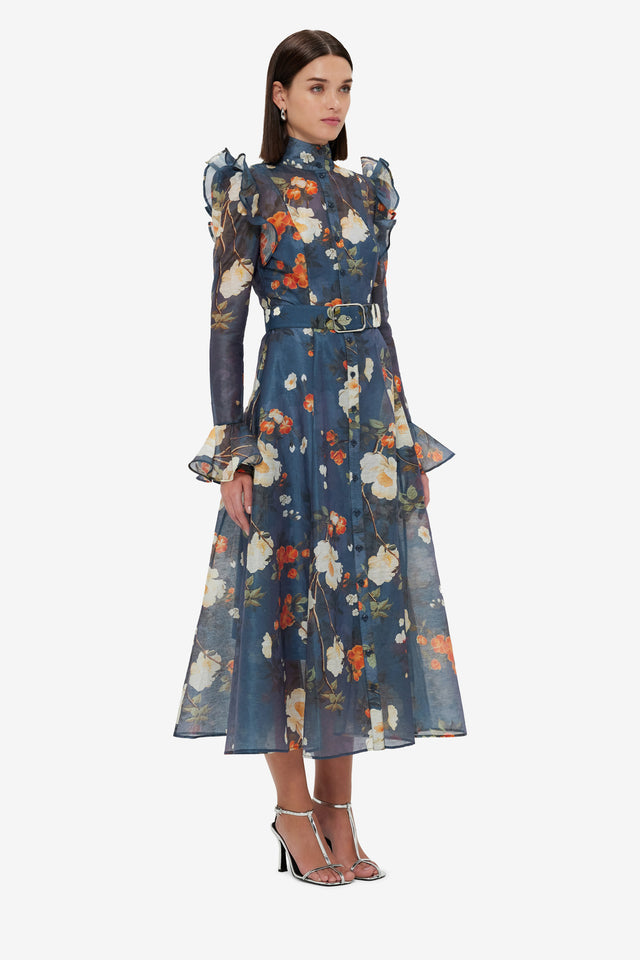 Exclusive Leo Lin Katrina Butterfly Sleeve Midi Dress - Pear Blossom Print