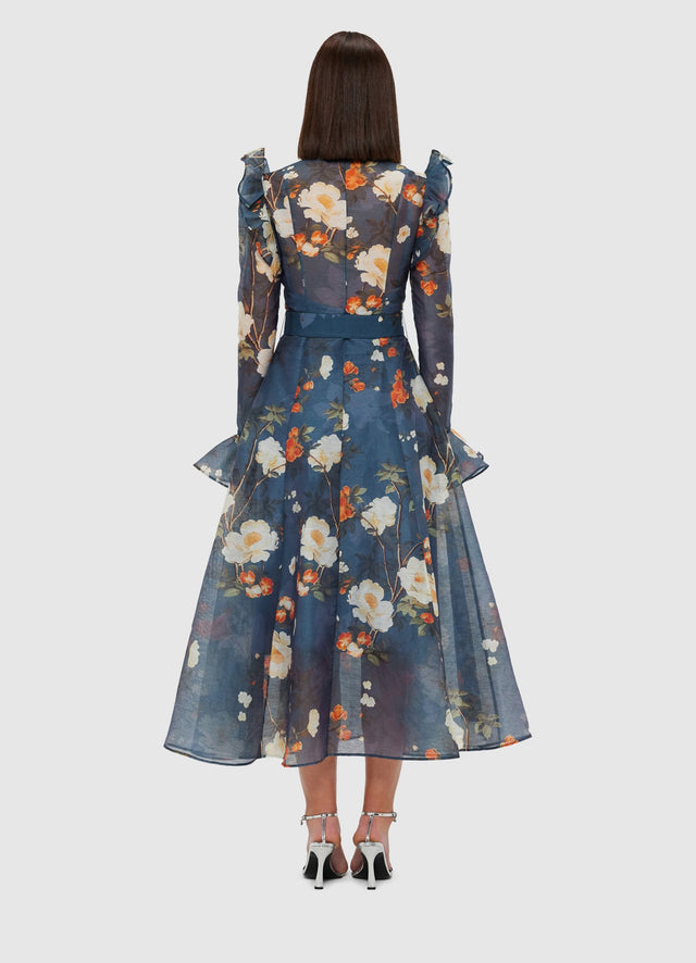 Exclusive Leo Lin Katrina Butterfly Sleeve Midi Dress - Pear Blossom Print