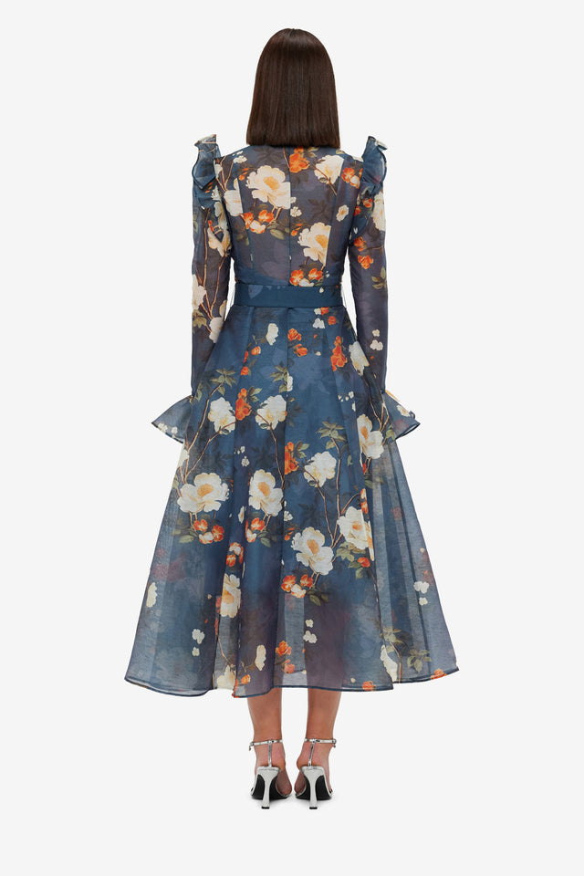 Exclusive Leo Lin Katrina Butterfly Sleeve Midi Dress - Pear Blossom Print