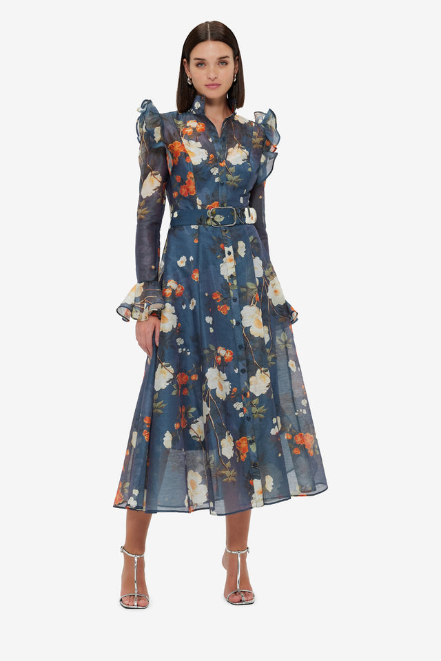 Exclusive Leo Lin Katrina Butterfly Sleeve Midi Dress - Pear Blossom Print