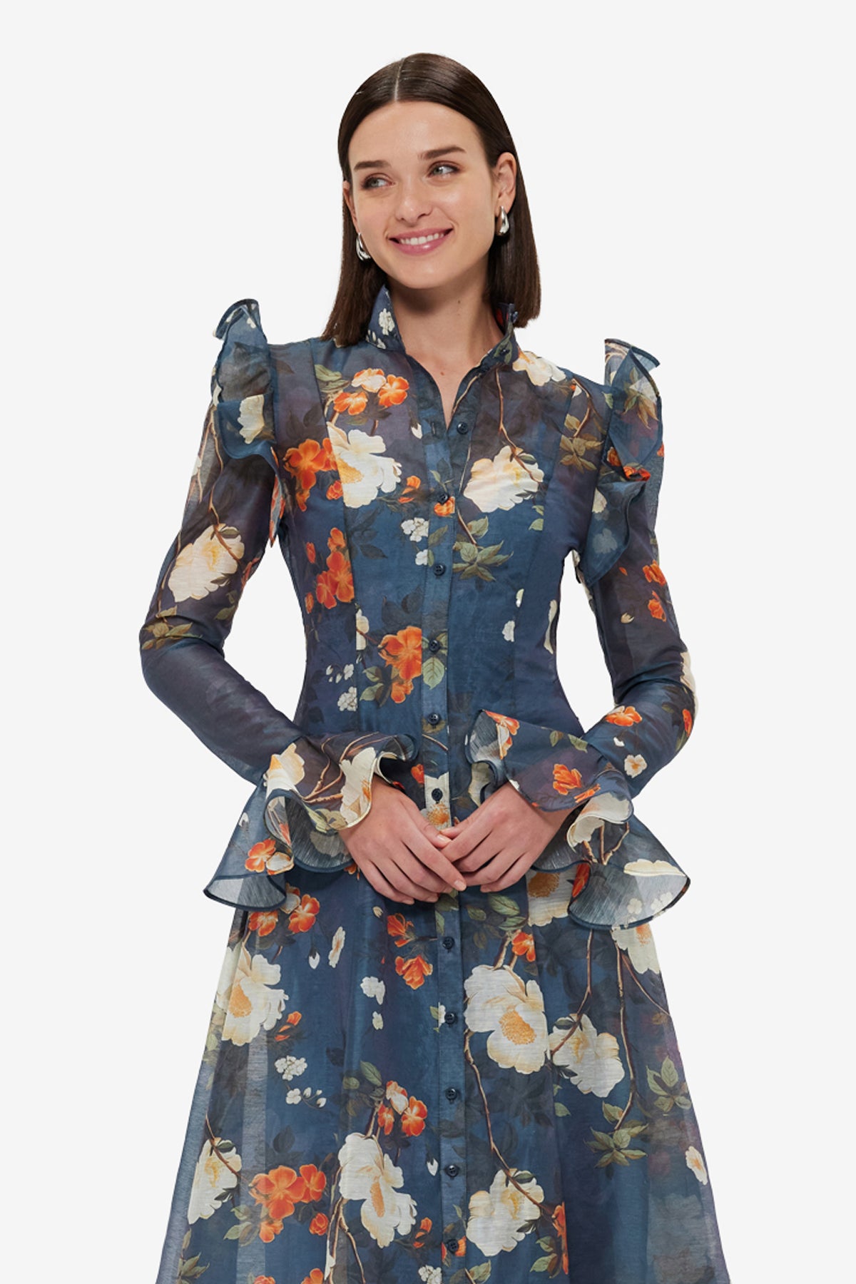 Katrina Butterfly Sleeve Midi Dress - Pear Blossom Print