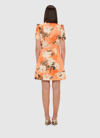 Exclusive Leo Lin Brooke Mini Dress - Hydrangea Print in Tangerine