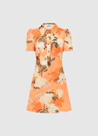 Exclusive Leo Lin Brooke Mini Dress - Hydrangea Print in Tangerine