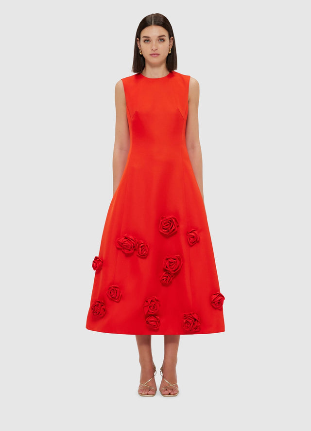 Exclusive Leo Lin Cleo Sleeveless Midi Dress - Scarlet