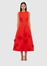 Exclusive Leo Lin Cleo Sleeveless Midi Dress - Scarlet